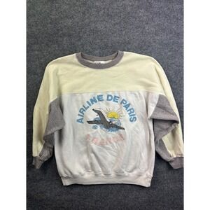 Variations Airline De Paris France Sweatshirt Womens Medium White Colorblock 80s
